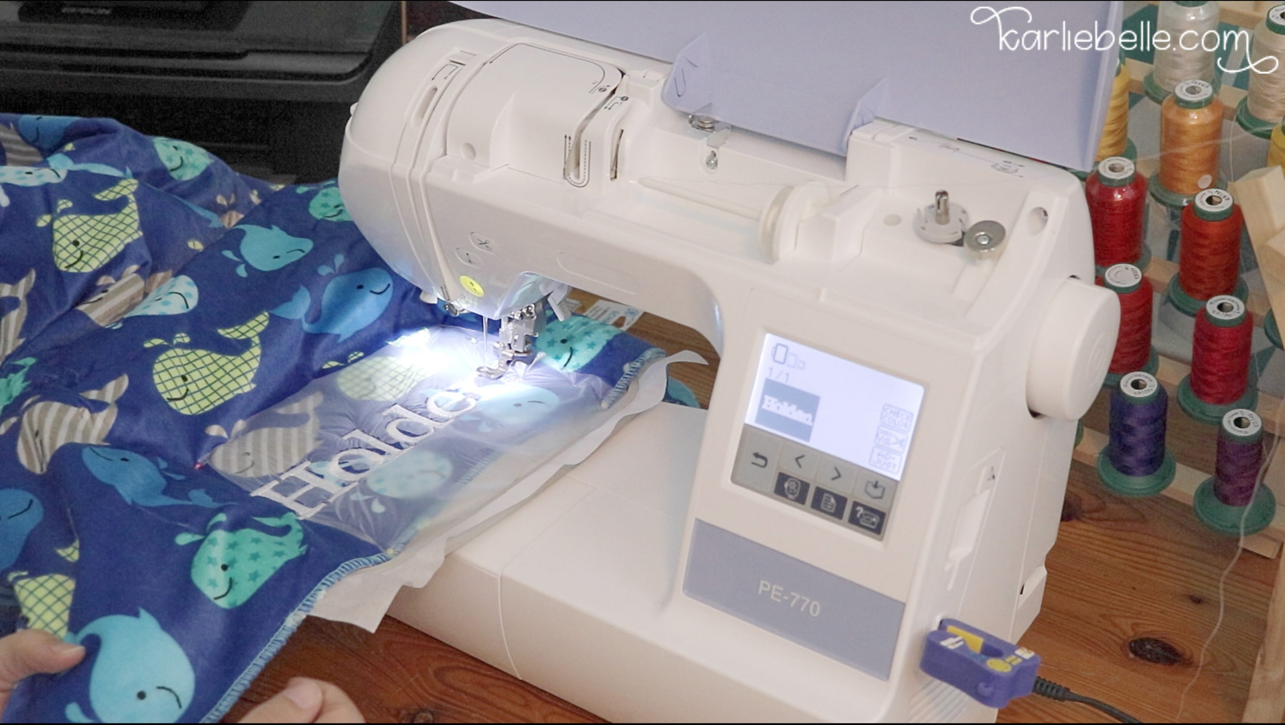 Easy Beginners Machine Embroidery Project: How to add a name to a baby blanket