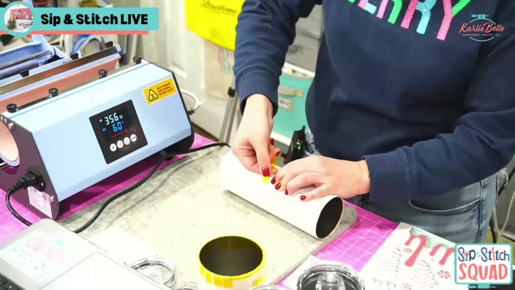 Taping the Design to the Tumbler